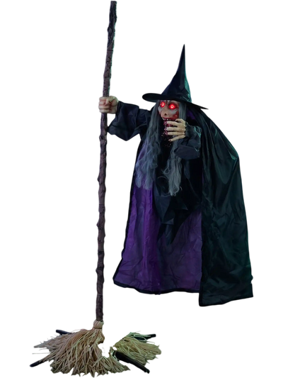 Costway 6.6' Halloween Animated Flying Witch on Broom 39641911 New