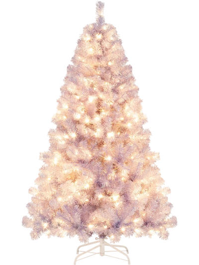 Costway Pre-Lit Tinsel Artificial Christmas Tree 6/7.5' 90187840 New