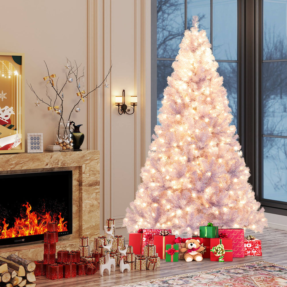 6/7.5 FT Pre-Lit Tinsel Christmas Tree Artificial Xmas Tree-M - Gallery View 1 of 10