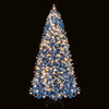 7 FT snowy blue artificial Christmas tree featuring 270 warm white LED lights and a sturdy folding metal stand for.