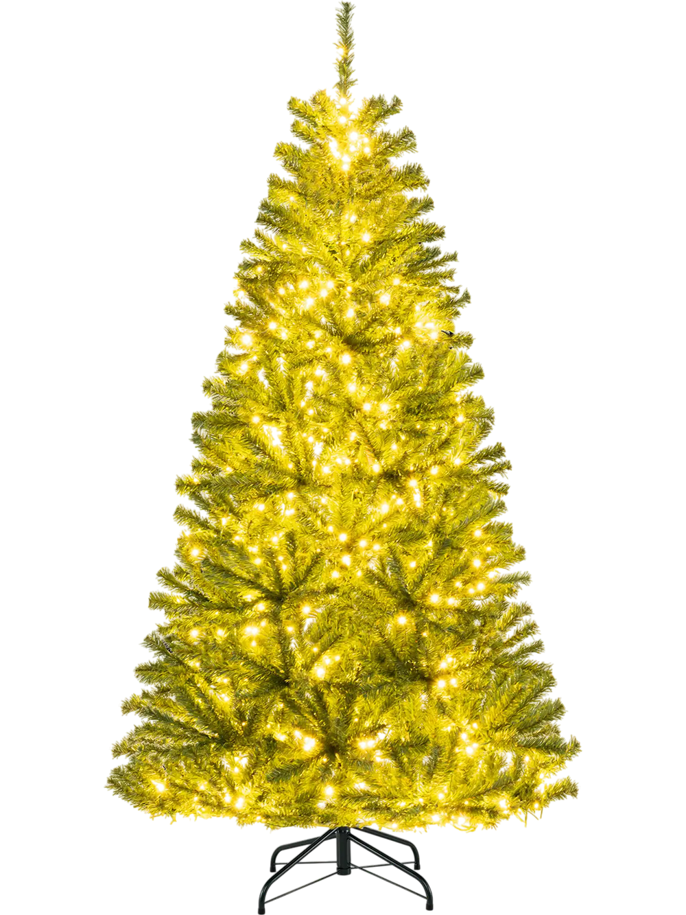Pre-lit 6/7/8 FT artificial Christmas tree with 700/1200 LED lights and remote control for customizable holiday decor.