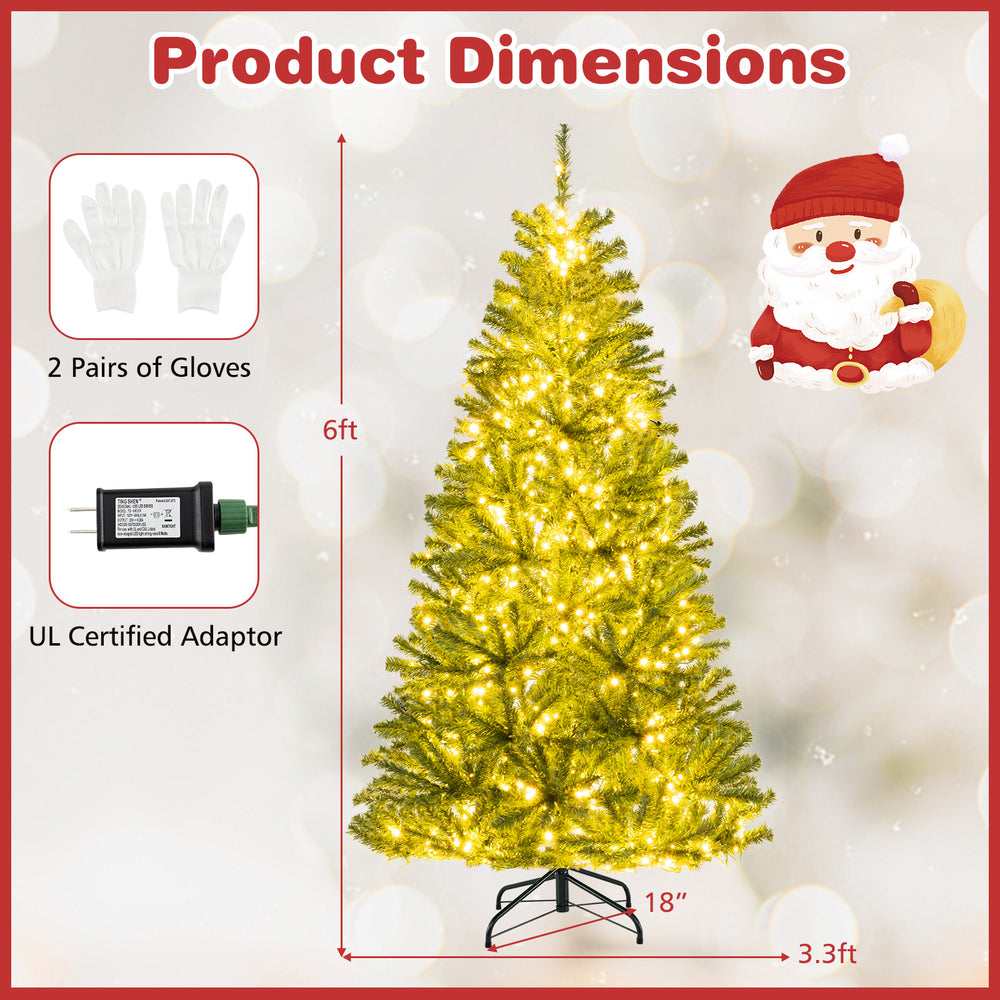 6ft pre-lit artificial Christmas tree with 1200 LED lights, remote control, and sturdy metal base for festive decor.