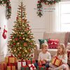 Pre-lit 6/7/8 ft green fir Christmas tree with 250/290/330 LED lights, perfect for festive holiday decoration.