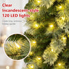 Pre-lit pencil Christmas tree with 120 warm white LED lights, featuring realistic cashmere pine needles for festive.