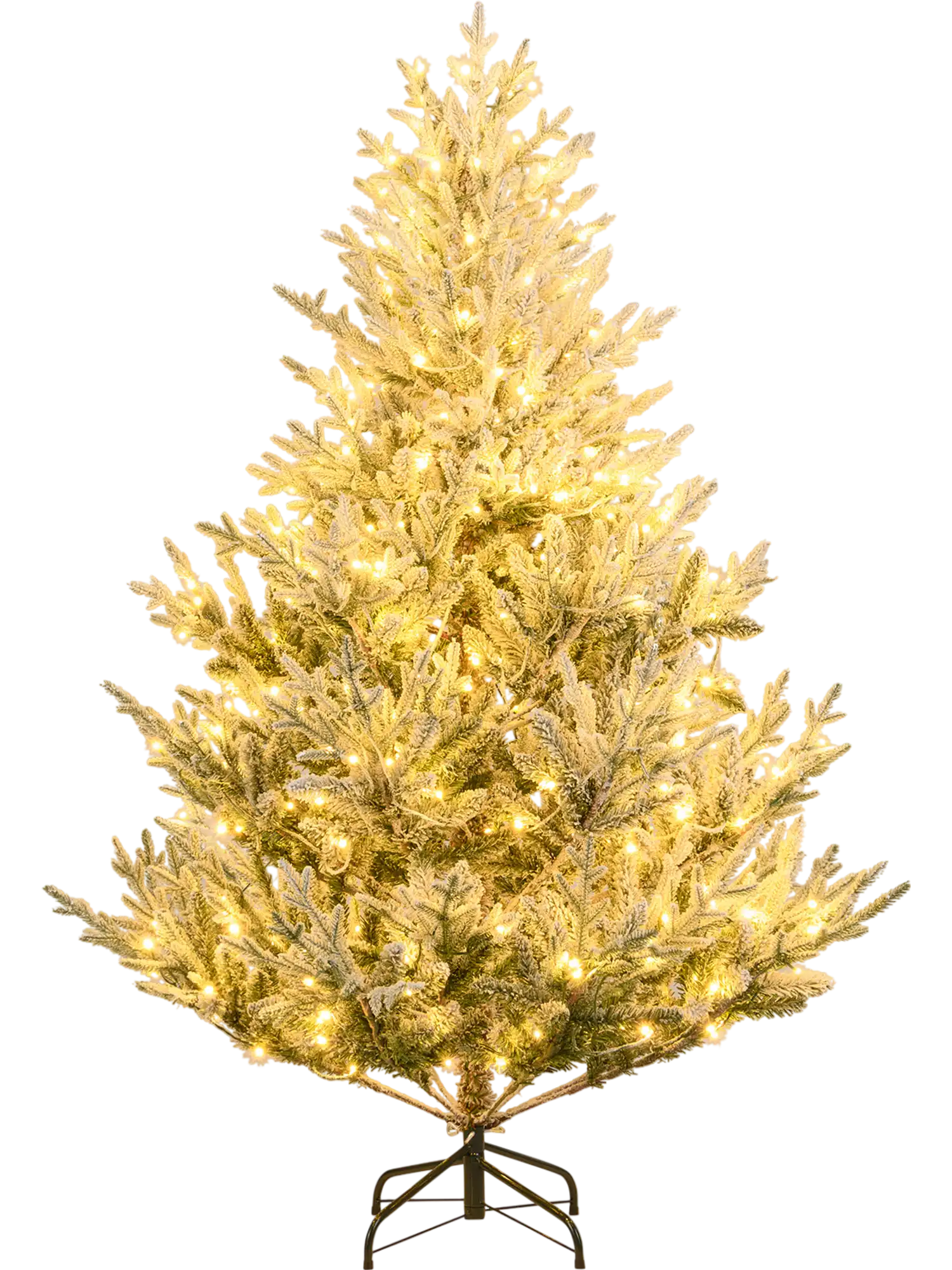 Costway Pre-Lit Snow Flocked Artificial Christmas Tree Hinged 72741810 New