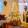 6-foot pre-lit artificial Christmas tree with snow flocking and warm white LED lights, perfect for festive home.