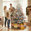Snow flocked 6 ft pre-lit artificial Christmas tree with warm white LED lights, perfect for festive home decoration.