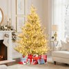 6/7/8 Feet Pre-Lit Artificial Christmas Tree Hinged Snow Flocked Xmas Tree-7 ft - Gallery View 1 of 10