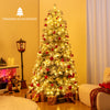 6/7 Feet Artificial Snow-flocked Christmas Tree Pre-lit Hinged Xmas Tree with 130 Twinkle Balls-7 Feet - Gallery View 1 of 10