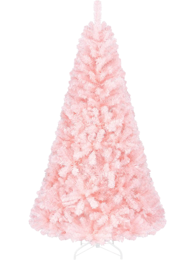 Costway 6/7' Artificial Pink Christmas Tree Hinged Full Fir 38412906 New
