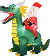 6.7 Feet Christmas Inflatable Santa Claus Ride on Dinosaur with Built-in LED Lights
