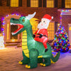 Christmas inflatable featuring Santa Claus riding a dinosaur, 6.7 feet tall, with built-in LED lights for festive.