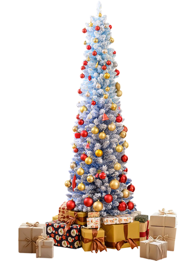Costway 6/7' Snow-Flocked Artificial Christmas Tree w/ 220/290 Warm White LED Lights 86879548 New