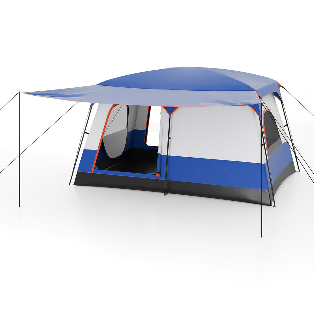 6-8 Person Camping Tent with Double Rooms and 2 Doors-Navy - Gallery View 1 of 1