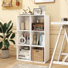 White 9-cube book shelf with a modern design, perfect for showcasing decor and organizing books in any living space.