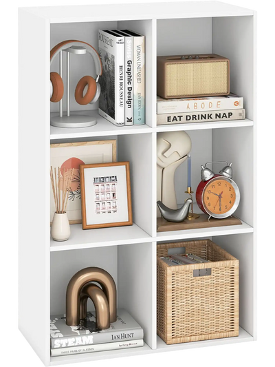 Costway 6-Cube Wooden Bookcase Storage Organizer Bookshelf 17893104 New