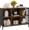 6-cube bookcase in rustic brown with accent cubby, perfect for displaying books and decor in any living space.