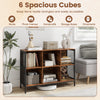 6-cube bookcase in rustic brown, featuring spacious compartments for books, photo frames, and decorative items.