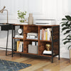Rustic brown 6 cube bookcase with accent cubby shelf, featuring open storage and metal frame for stylish organization.