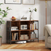 Rustic brown 6 cube bookcase with accent cubby shelf, featuring open storage and metal mesh sides for stylish.