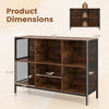 6 Cube Bookcase with rustic brown finish, featuring 42" width and dimensions for accent cubby shelf.