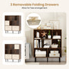 6-cube bookshelf in rustic brown with 3 removable folding fabric drawers, ideal for living room organization.