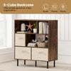 6-cube bookshelf in rustic brown with 3 removable fabric drawers, perfect for organizing living rooms and home offices.