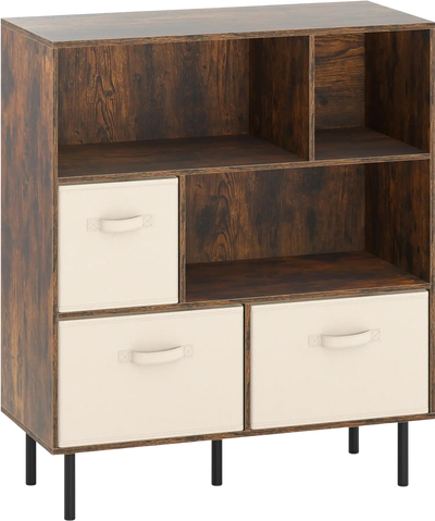 Costway 6-Cube Bookshelf with 3 Fabric Drawers 48151830 New