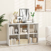 6-cube bookshelf in white with back guardrail, perfect for storing books and decor in living room or bedroom.