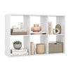 6-cube bookshelf in white with decorative items and plants, perfect for living room or bedroom storage.