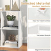 6-cube bookshelf in white with elegant wood grain, featuring an easy-to-clean surface and thickened boards for.