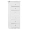 White 6-drawer chest dresser with smooth metal glides and elegant design, ideal for bedroom or living room storage.