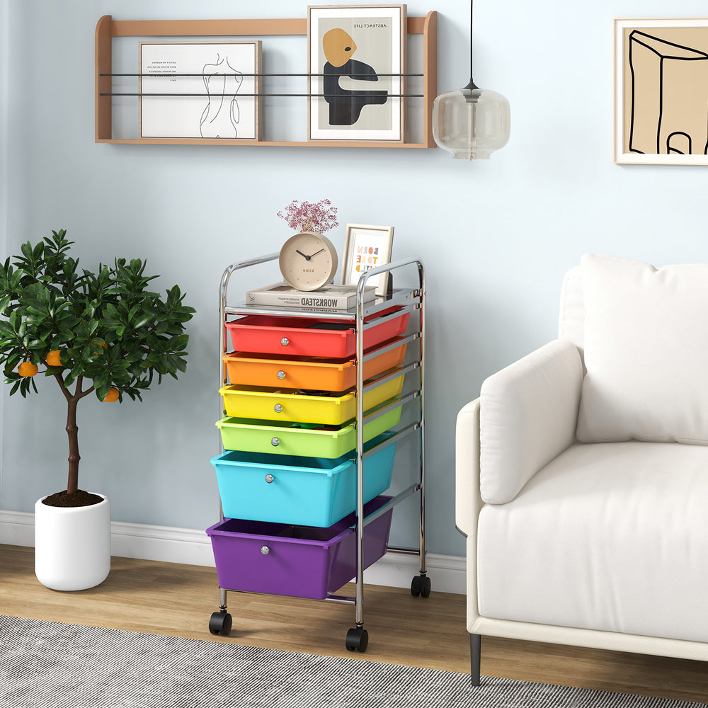 6 Drawers Rolling Storage Cart Organizer-Multicolor - Gallery View 1 of 10
