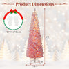 6 ft pink snow-flocked artificial Christmas tree with 140 warm white LED lights, perfect for holiday decoration.