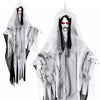 Creepy 6 FT ghost bride Halloween decoration features glowing eyes, sound effects, and flexible arms for lifelike motion.