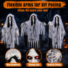 6 FT Ghost Bride Halloween decoration features flexible arms, glowing eyes, and a spooky design for indoor or yard display.