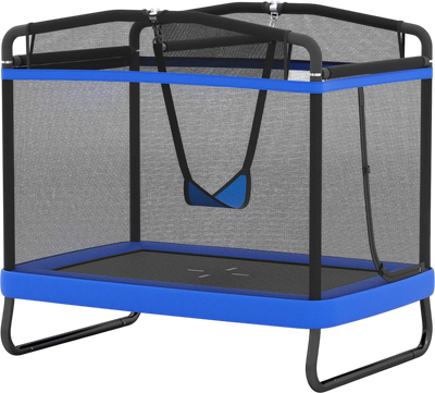 Costway 6' Kids Rectangle Trampoline with Swing & Horizontal Bar 718239456 New