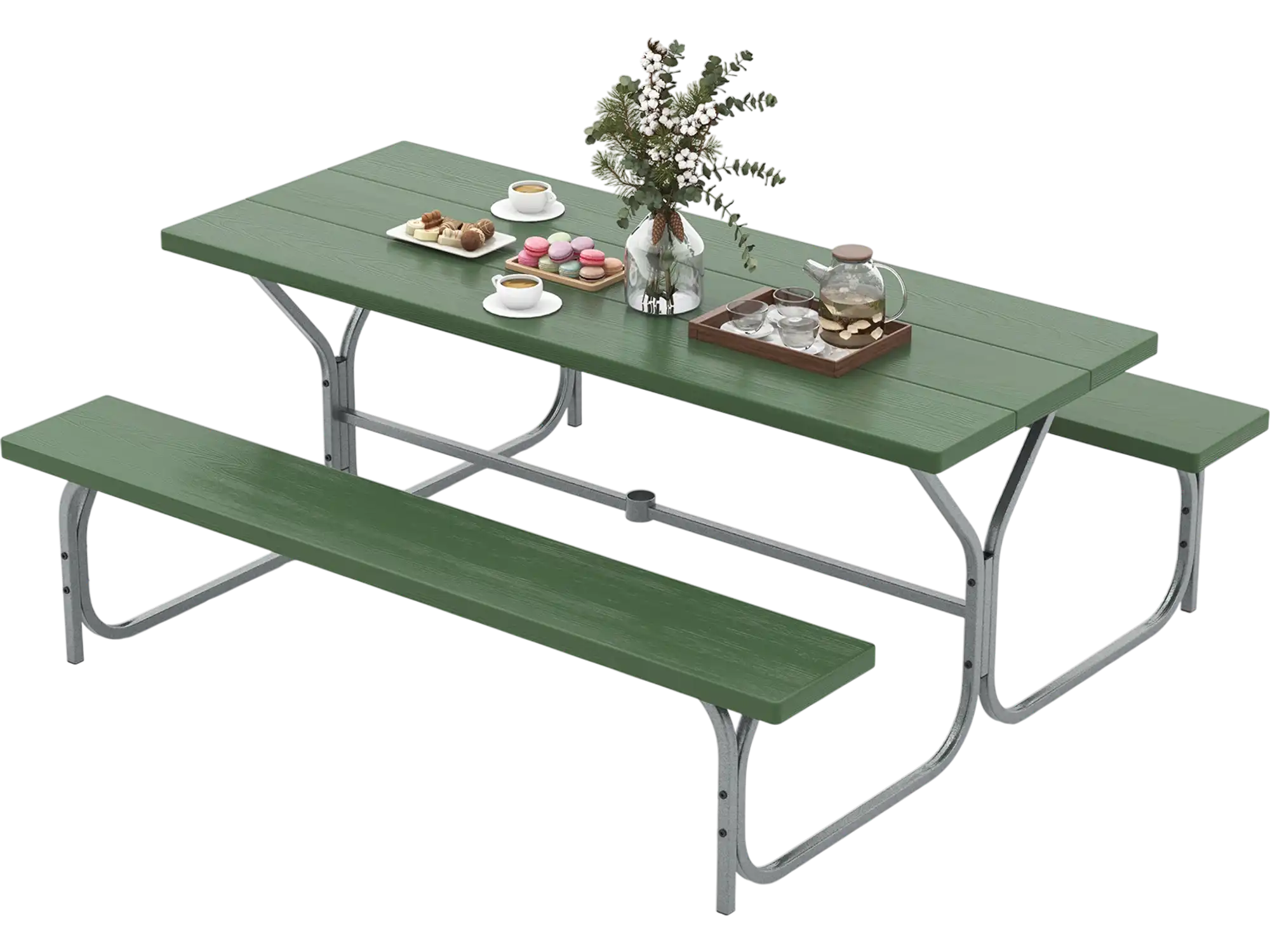 Costway 6' Picnic Table Bench Set HDPE Tabletop 8 Person 63817529 New