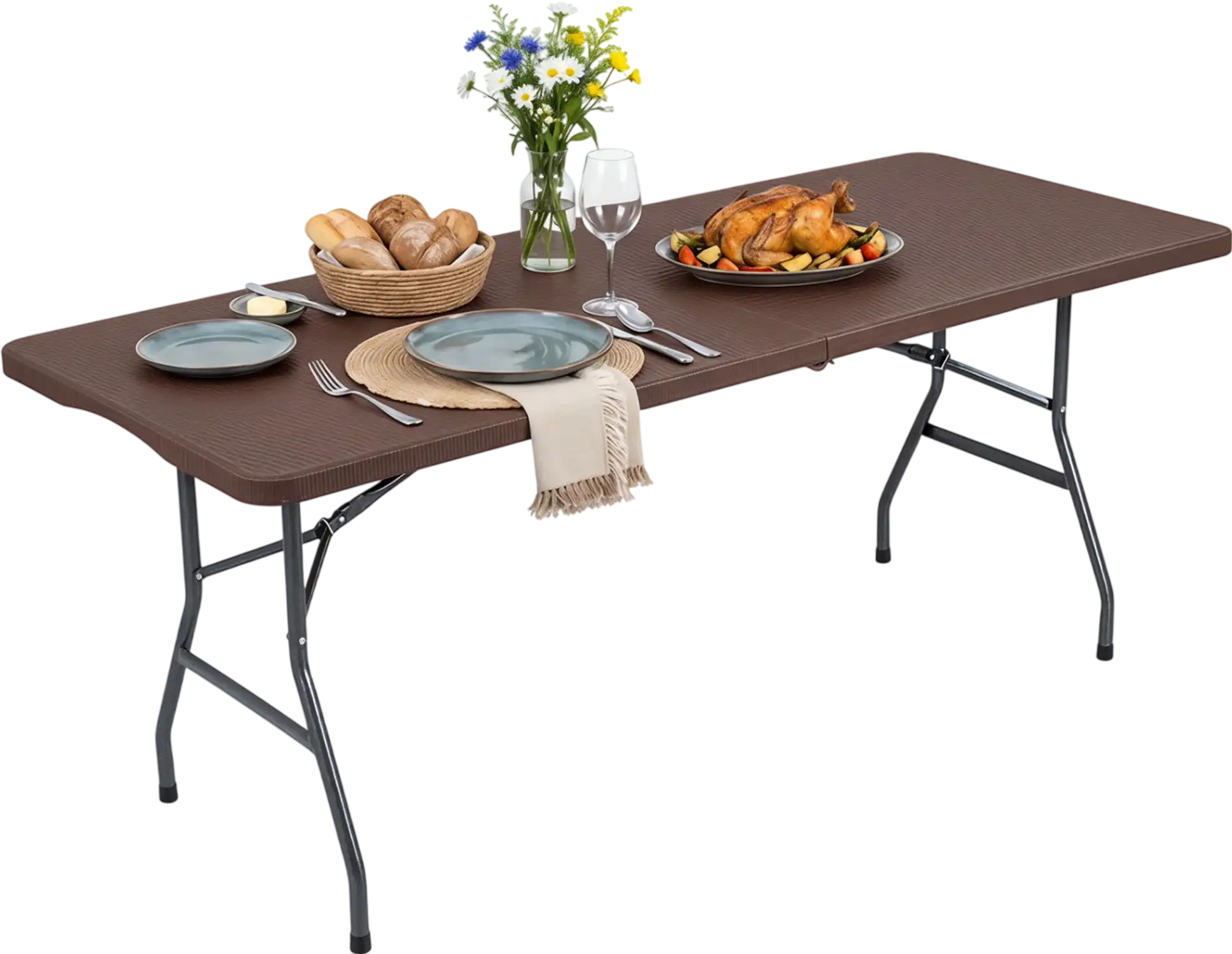 Costway 6' Plastic Fold-in-Half Camping Picnic Table 25165403 New