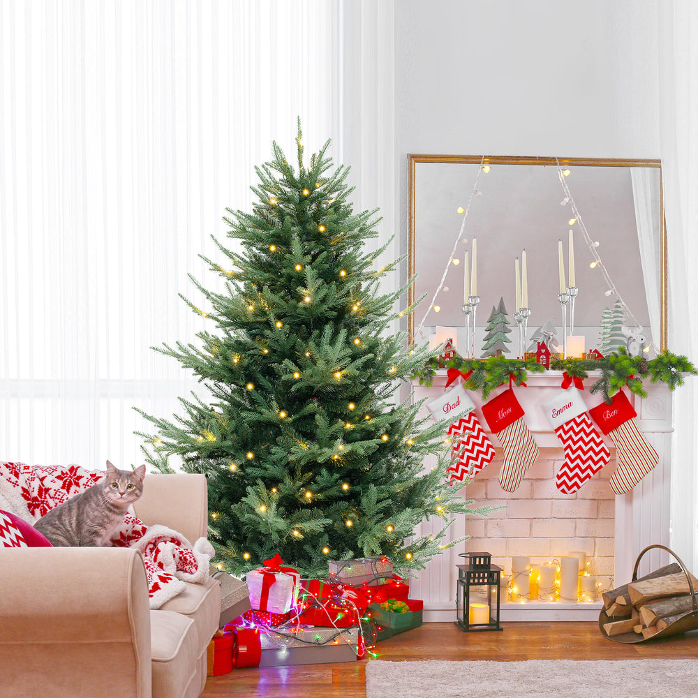 6 FT Pre-Lit Artificial Hinged Xmas Tree with 778 PVC and PE Branch Tips-M - Gallery View 1 of 11