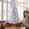 6 FT pre-lit artificial Christmas tree with warm white and multicolor LED lights, featuring flocked branches and festive design.