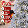6 FT pre-lit artificial Christmas tree with warm white and multicolor LED lights, featuring lifelike cypress leaves and flocked branches.