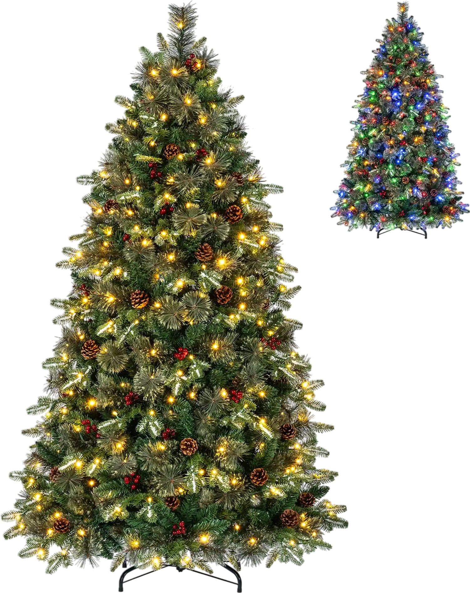 Costway 7/6' Pre-Lit Artificial Christmas Tree Dual-Color LED 9 Modes 40183263 New