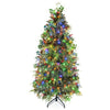Full view of the 6 FT pre-lit artificial Christmas tree shows eucalyptus leaves, layered greenery, and 290 LED lights.