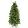 6 FT artificial Christmas tree with pine cones, red berries, and lush layered greenery on a stable metal base.