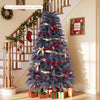 6 FT pre-lit Christmas tree showcases feather-inspired branch tips and warm white LED lights, enhancing festive home decor.