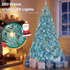 6 FT pre-lit peacock blue Christmas tree with 250 warm white LED lights, perfect for festive holiday displays.