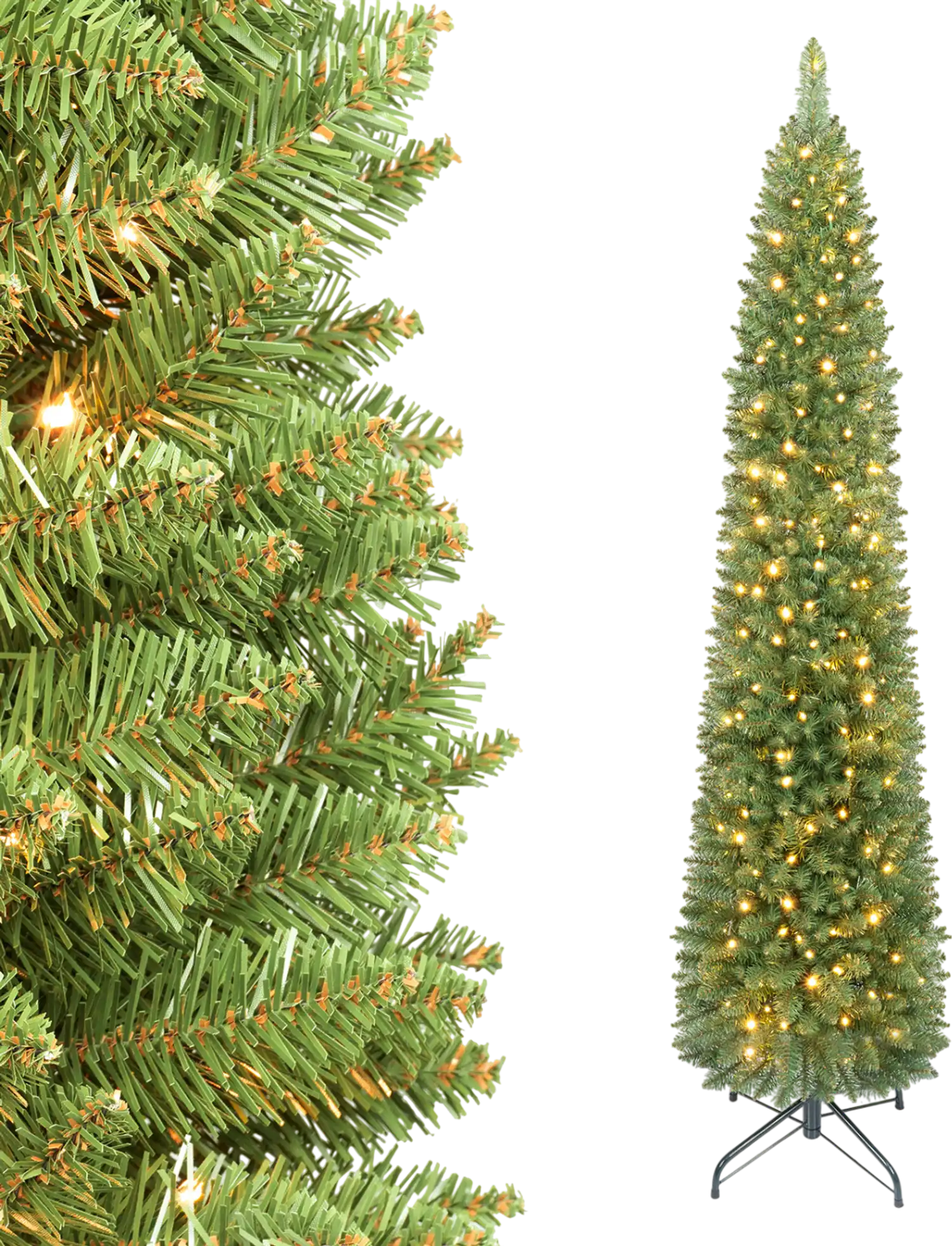 Costway Pre-Lit Pencil Christmas Tree Warm White LED Lights 42624975 New