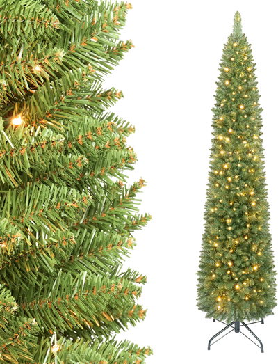 Costway Pre-Lit Pencil Christmas Tree Warm White LED Lights 42624975 New