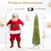 6 FT pre-lit pencil Christmas tree with 180 warm white LED lights, featuring a narrow shape for space-saving holiday decor.